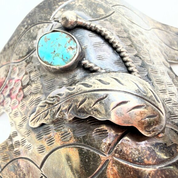 Navajo David F. Garciahand made Sterling Turquoise Hair Barrette 53.2g SS202 main image 4